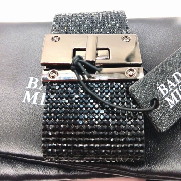 Badgley Mischka Women's Black Studded Crystal Bracelet -Box Clasp New With Tags - Picture 7 of 7